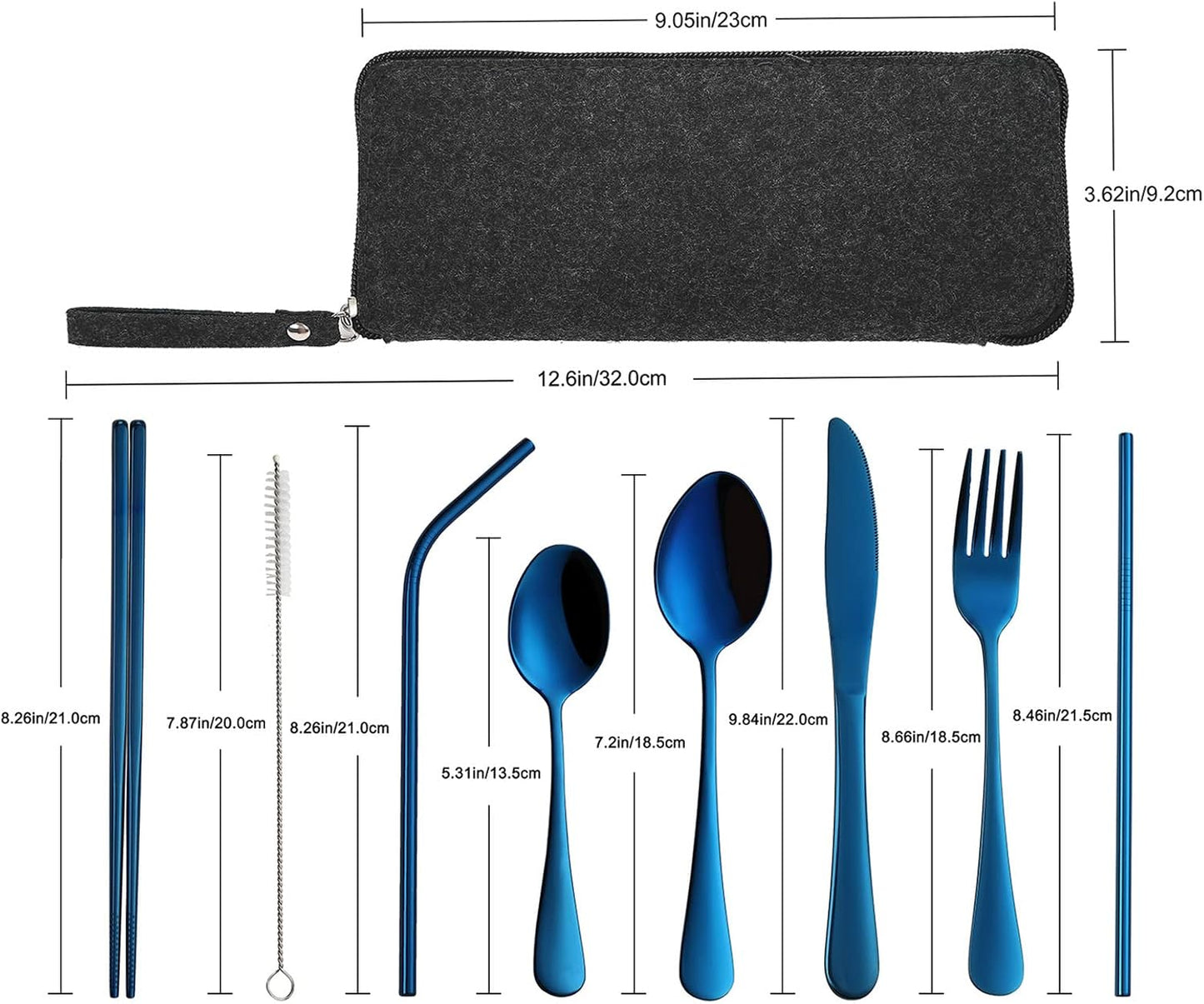 VANDBAO Camping Utensils Set, Portable Travel Utensils with Case for Fixing Tableware, Reusable Stainless Steel Stable Cutlery Set, Lunch Picnic Flatware Silverware (Rainbow Set)
