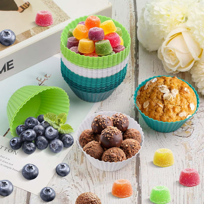 54 Pack Silicone Muffin Cups, Selizo Silicone Cupcake Baking Cups Reusable Muffin Liners Cupcake Wrapper Cups Holders for Muffins, Cupcakes, and Candies