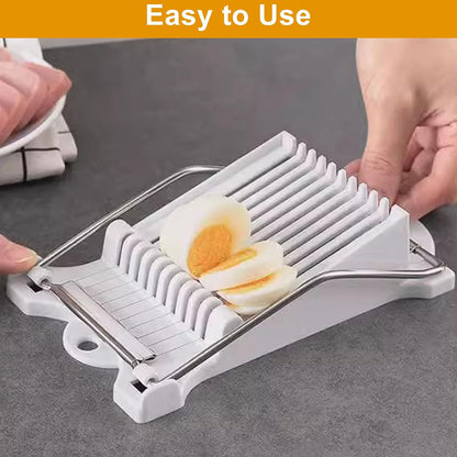 Egg Slicer for Hard Boiled Eggs, Food Slicer with 14 Stainless Steel Wires, Heavy Duty Hard Boiled Egg Cutter, Spam Slicer for Soft Fruit Strawberry Luncheon Meat Home Use (1Pcs, Yellow)