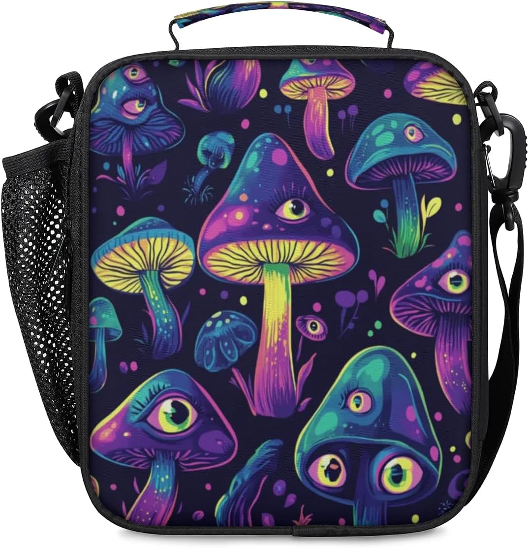 Insulated Lunch Box for Girls Kids Axolotl Lunch Bags Reusable Portable Lunchbox with Adjustable Shoulder Strap and Water Bottle Holder for Work School Travel