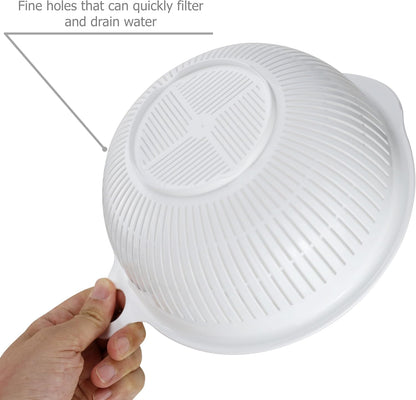 EIKS 2 Pack Plastic Kitchen Colander Basket with Strainer Bowl for Washing Draining Vegetables Fruit Grains Salad Cooing Preparation
