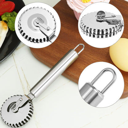 QWORK Ravioli Cutter, 430 Stainless Steel Pasta and Pastry Tool with Ergonomic Handle, Dishwasher Safe for Effortless Cutting, Sealing, and Crimping