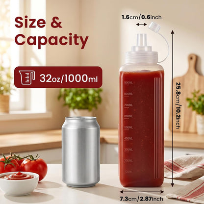 OAMCEG 20oz Condiment Squeeze Bottles, Plastic Sauce Bottles(0.6L)