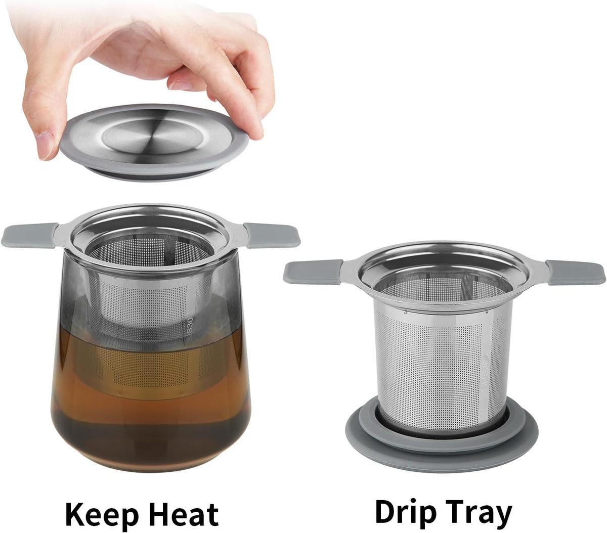 Ohtomber Stainless Steel Fine Mesh Tea Infuser for Loose Leaf Tea