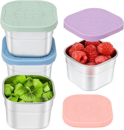 Caperci 25oz Stainless Steel Food Containers, 3-Pack Bento Lunch Box with Silicone Lids, Leak-Proof Reusable Meal Prep Container for Sandwiches & Snacks, BPA-Free (720ML)
