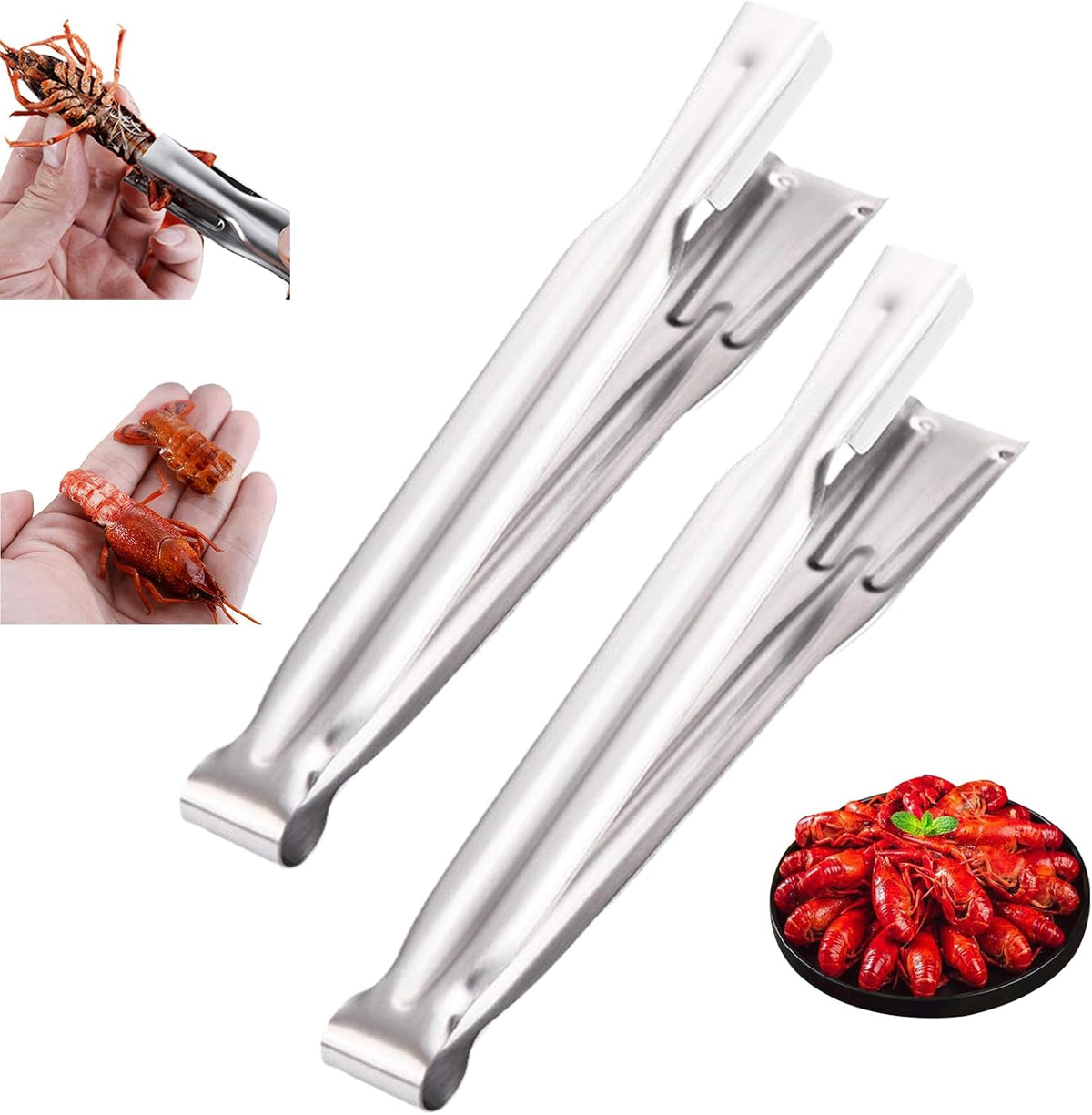 2025 New Crawfish Peeler, Stainless Steel Crawfish Shucker Crawfish Sheller Seafood Tool, Upgrade Crawfish Tail Peeler Crawfish Tail Remover Tool for Kitchen Restaurant (2, Sliver)