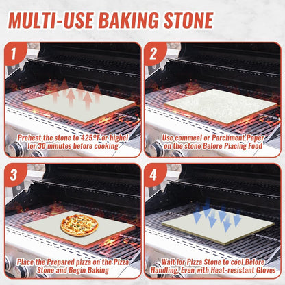 Extra Large 24 x 17 3/4 Inch Rectangular Pizza Stone for Oven and Grill