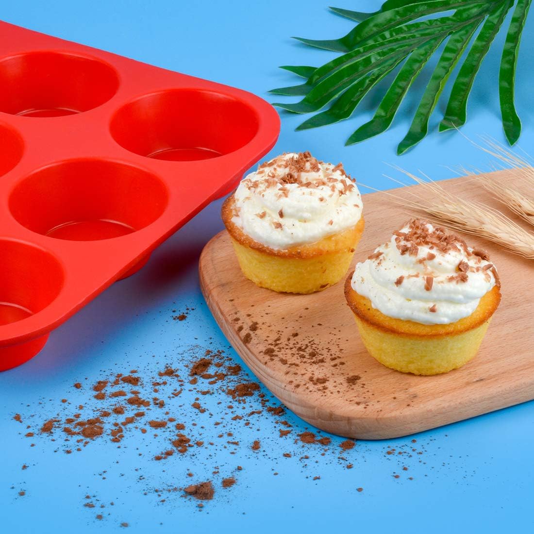 CAKETIME Silicone Muffin Pan - Cupcake Pan, Mini Loaf Pan Silicone Baking Molds Food Grade 3-Pack