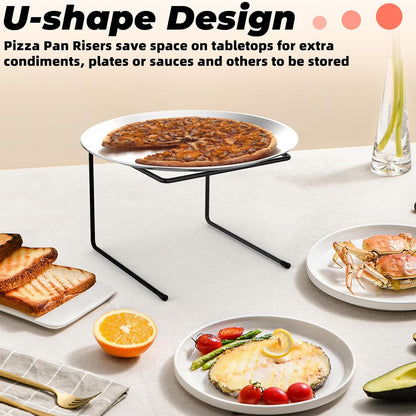 Linone 4 PCS Pizza Stand Holder, Black Metal Pizza Pan Display Stands
