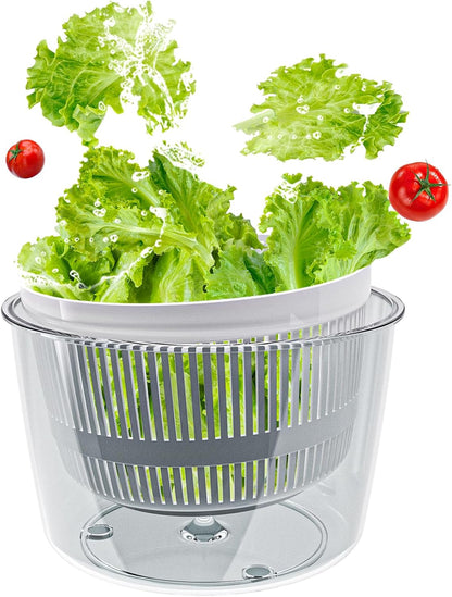 Cambom Salad Spinner Lettuce Spinner, Wash, Spin & Dry Salad Greens, Vegetable Washer Salad Dryer With Rotary Handle for Fruits & Vegetables, High Efficiency Vegetable Spinner Kitchen Gadget 3Qt Black