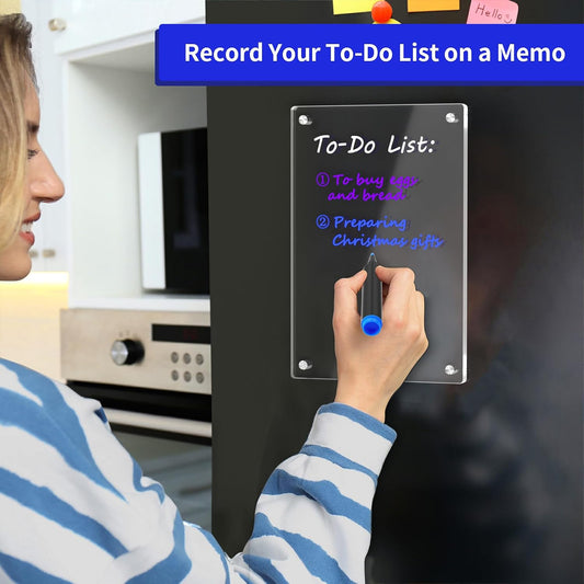 AITEE Acrylic Magnetic Weekly Meal Planner for Fridge, Clear Set of 2 Dry Erase Board Calendar and Memo for Refrigerator Reusable Week Planner, Includes 6 Dry Erase Markers With 3 Colors(8"x12"Inches)