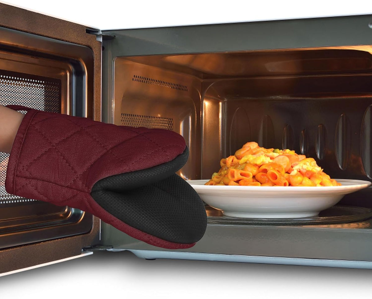 Goldmeet Mini Oven Mitts 2-Pack, 7"x5.5", 500°F Silicone Grip, Gray