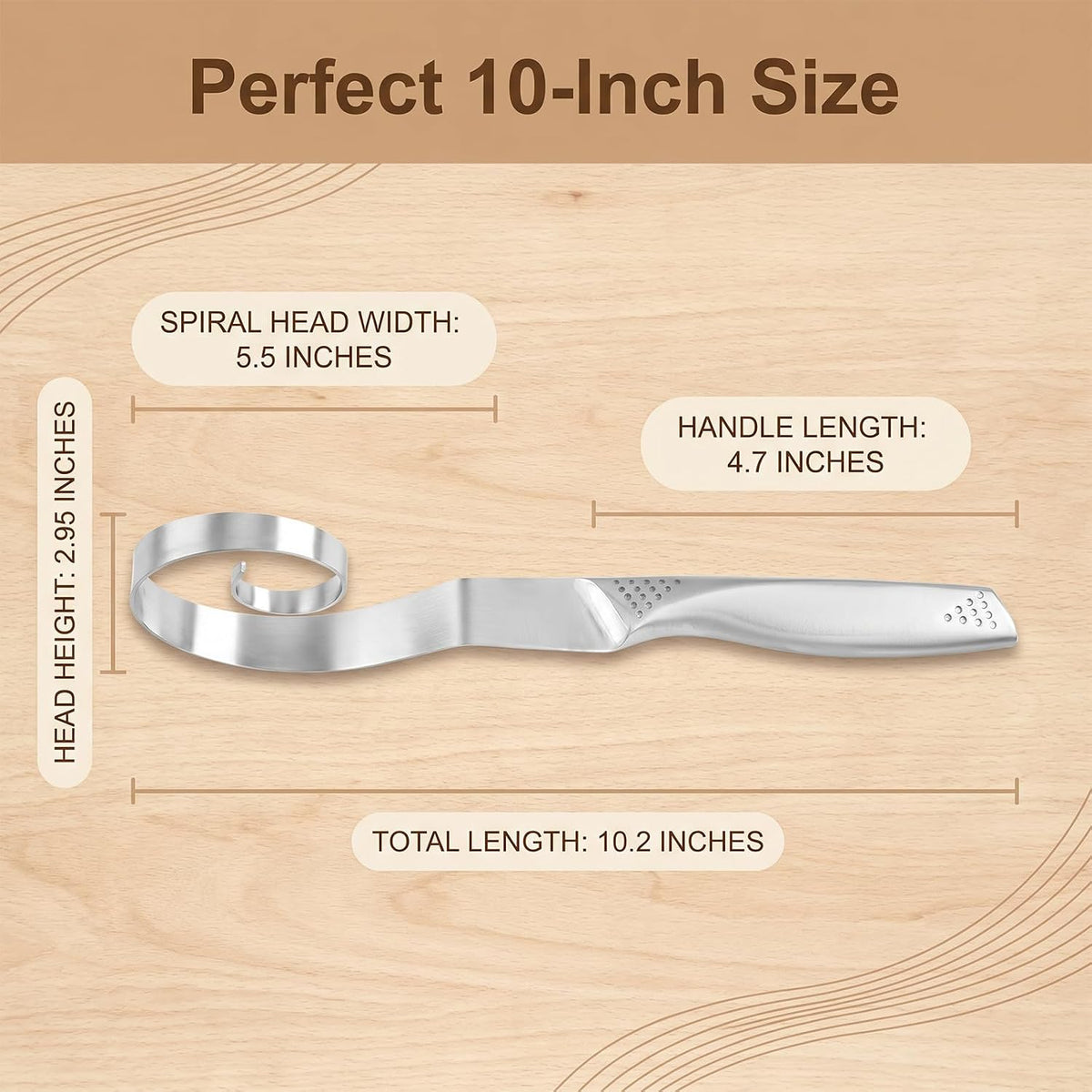 Seamless Stainless Steel Dough Whisk, Dutch Style Danish Dough Whisk for Sourdough, Hand Mixing Tool for Bread, Pizza, Pastry, Cake Batter and Biscuits, 10", Dishwasher Safe