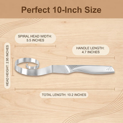Seamless Stainless Steel Dough Whisk, Dutch Style Danish Dough Whisk for Sourdough, Hand Mixing Tool for Bread, Pizza, Pastry, Cake Batter and Biscuits, 10", Dishwasher Safe
