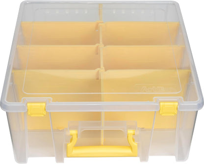 ArtBin 6990SO Super Satchel Double Deep Compartment Box - Art Storage with 8 Removable Compartments, Smart Closure for Craft Supplies (Gold - Pack of 1)