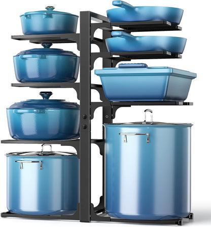 ORDORA Pots and Pans Organizer Under Cabinet 16.6", 8-Tier Adjustable Rack