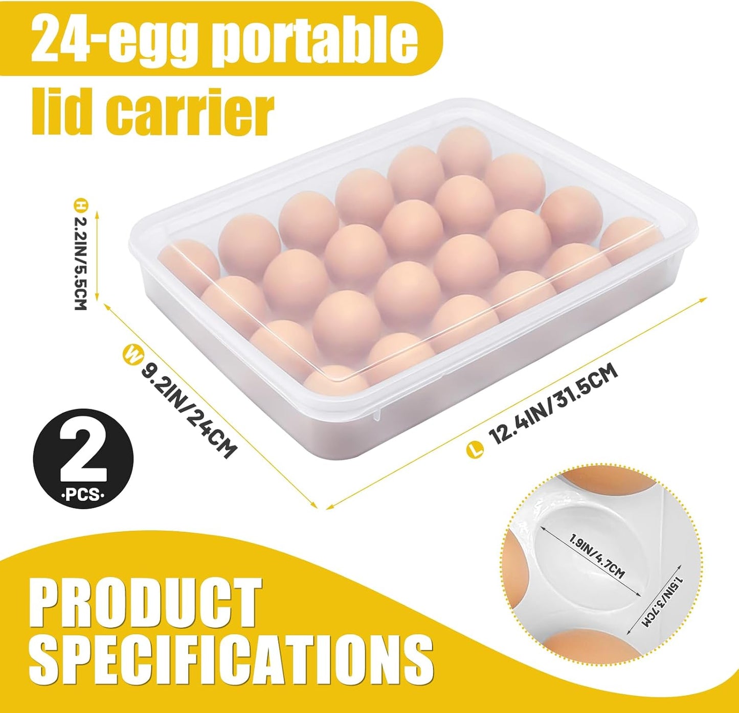 2 Pack Egg Trays with Lid,Easter Egg Containers,Deviled Egg Containers with Lid,Egg Tray Holder Carrier for 48 Eggs for Home Party Kitchen Supplies Refrigerator Storage