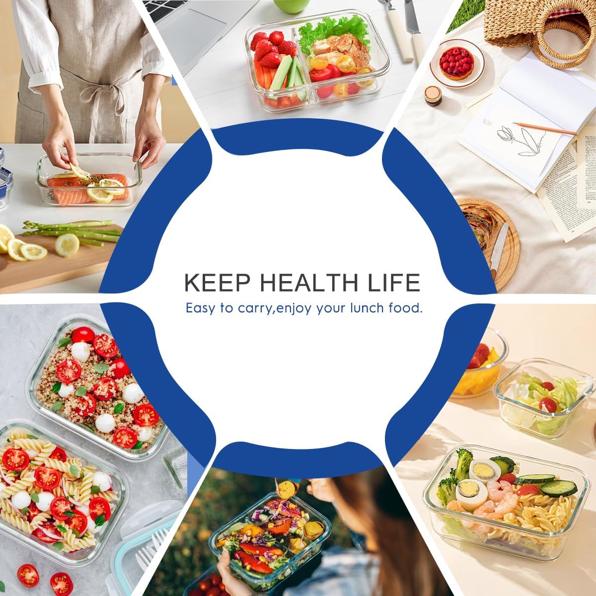 AMALEKO 42pcs Glass Food Storage Containers with Snap Locking Lids Set, Glass Meal Prep Containers (21 Container & 21 Lids),Leak Proof Lunch Containers BPA-Free,Black