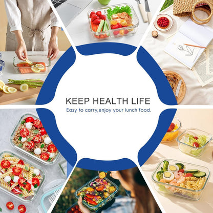 AMALEKO 42pcs Glass Food Storage Containers with Snap Locking Lids Set, Glass Meal Prep Containers (21 Container & 21 Lids),Leak Proof Lunch Containers BPA-Free,Black