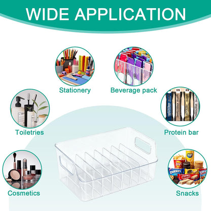 Drink Packet Organizer, 2 PCS Acrylic Water Packet Organizer for Water Flavor Drink Mix, 8 Compartment Sugar Packet Holder with Removable Divider, Pantry Storage Bin for Kitchen Organization