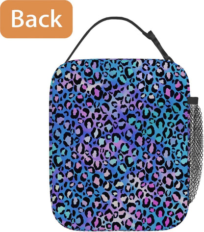 Rainbow Leopard Lunch Box Thermal Cooler Bento Tote Bags Portable Insulated Lunch Bag for Girls Teens, Kids Lunch Bags for School Beach Picnic Travel