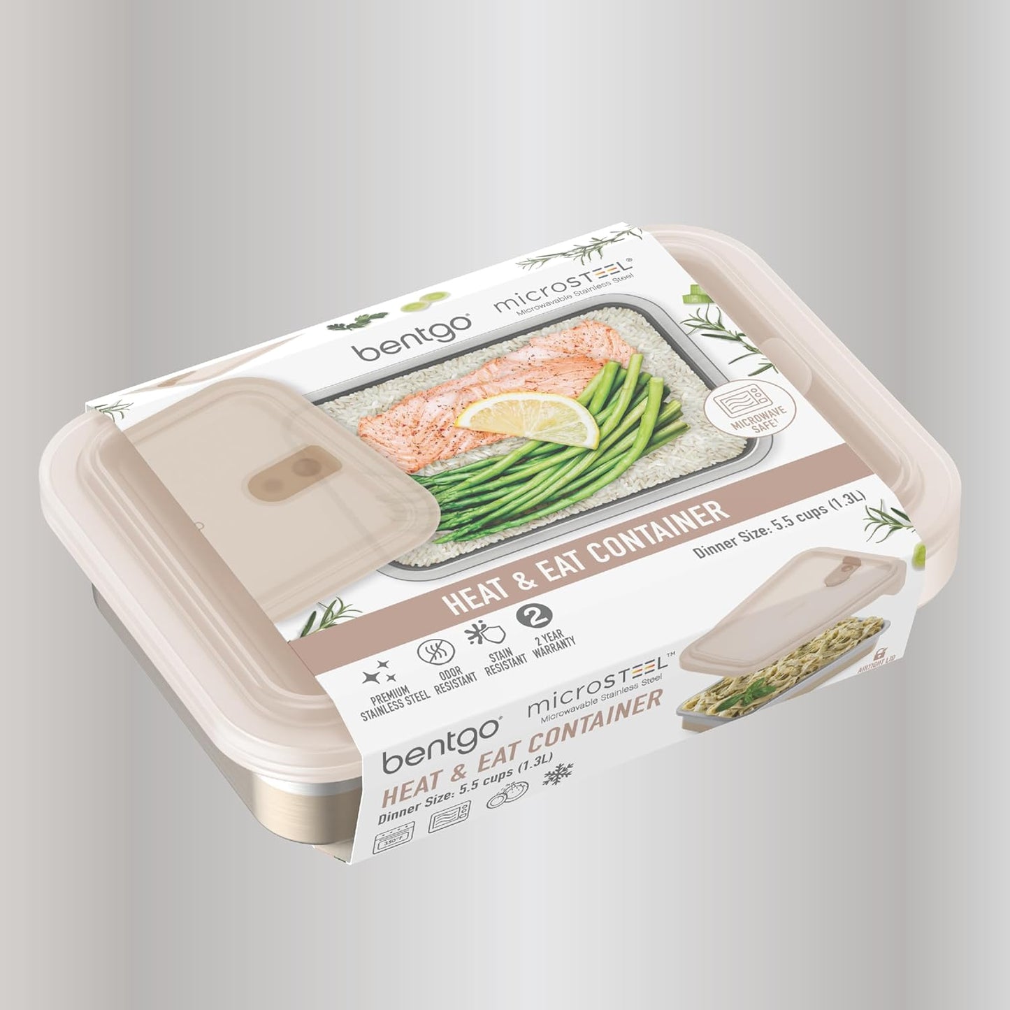 Bentgo MicroSteel Heat & Eat Container – Microwave-Safe, Leak-Proof & Airtight, Easy-to-Clean Lightweight Stainless Steel Reusable Food Storage with Silicone Lid (Snack Size; 2-Cup Capacity; Rose)