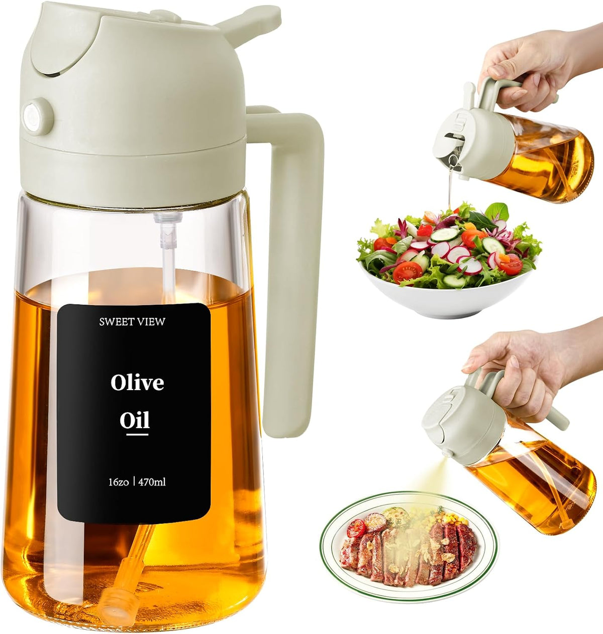SWEET VIEW Olive Oil Sprayer for Cooking 16oz/470ml