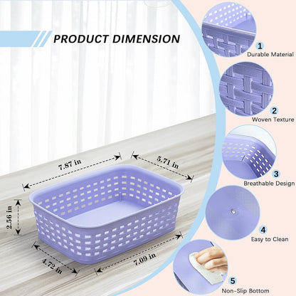 Soddeph Plastic Storage Baskets for Cabinets, Household Pantry Organization with Handle,Organizer Bins for Room,Bathrooms,Under-Sink,Kitchen (Black, L-3PACK)