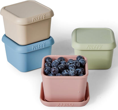 ISSEVE 8Pack 6oz Silicone Snack Containers for Kids, Reusable Small Containers with Lids, Leak Proof Silicone Food Storage Containers, Stackable Kids Lunch Box for Daycare, School, Travel
