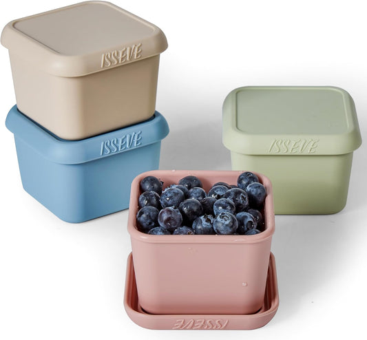 ISSEVE 8Pack 6oz Silicone Snack Containers for Kids, Reusable Small Containers with Lids, Leak Proof Silicone Food Storage Containers, Stackable Kids Lunch Box for Daycare, School, Travel