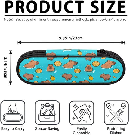 Travel Cutlery Set with Case for Kids Portable Utensil Case Reusable Silverware Pouch for School Travel Lunch Capybara Flower