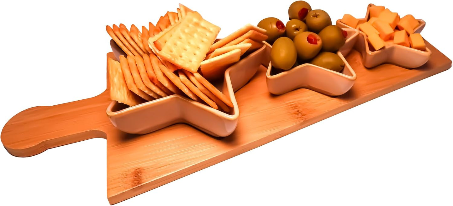 4-pc Porcelain Serveware for Chip Dip,Topping serving, Appetizer serving, Condiment Serving Tray, Serving Trays for Party, Party Hosting Essentials