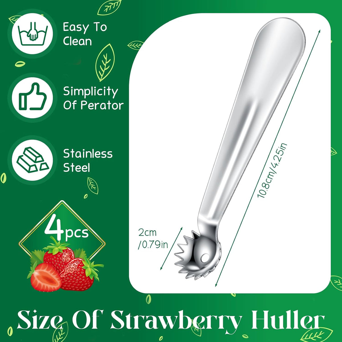 Baderke Strawberry Huller Tomato Corer Scooper Stainless Steel