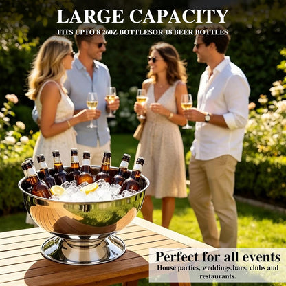 12L Large Ice Bucket for Parties,Silver Stainless Steel Beverage Tub with Scoop – Champagne Bucket for Mimosa Bar Supplies, Wine Cooler Bucket, Drink Bucket for Celebrations