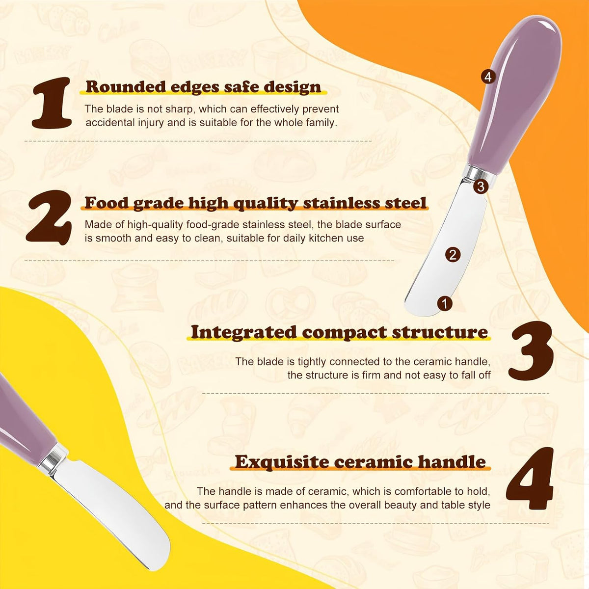 Butter Spreader Knife Set, 2 Pack Butter Knives and Cheese Knives
