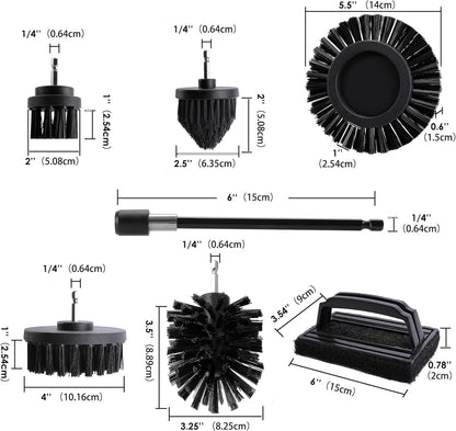 6 Piece BBQ Grill Cleaning Brush Ultra Stiff Drill Powered Cleaning Brushes Nylon Safe Bristle BBQ Grill Rust Remover Gift for Dad Grill Cleaner for Outdoor Grill (Black)