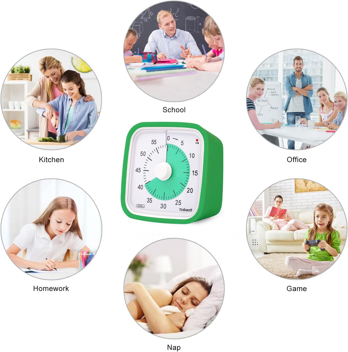 Yunbaoit Rainbow Visual Timer for Kids, 60-min Countdown Timer, Blue