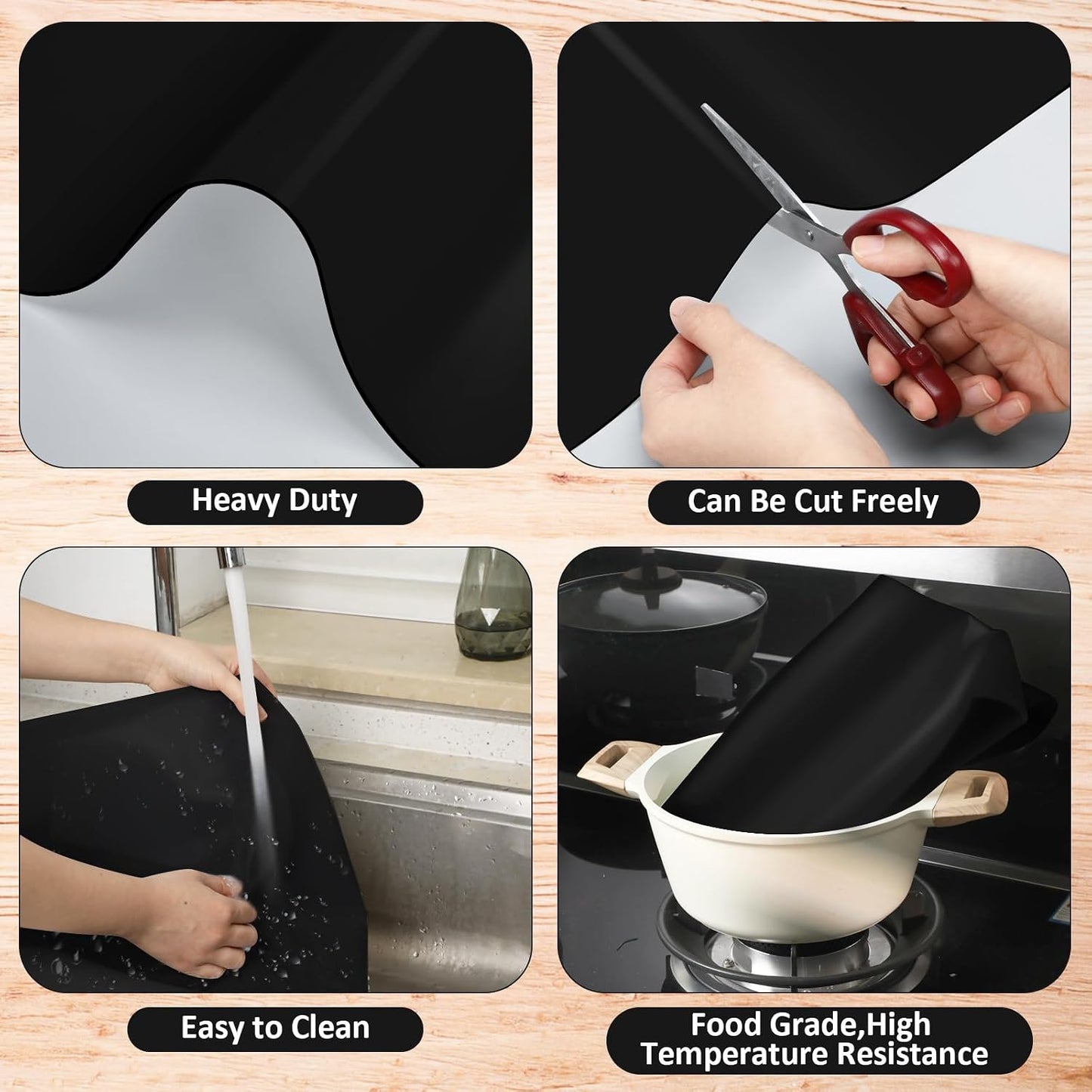 Hushee 2 Pack Extra Large Silicone Mat Place Mats Table Protector Craft Heat Resistant Mat for Kitchen, Painting(White,24 x 36 Inches)