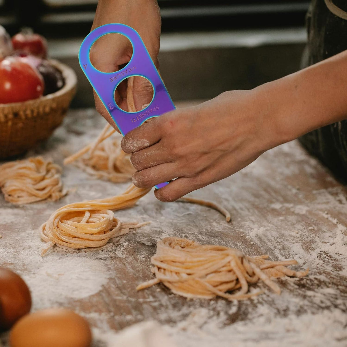 Stainless Steel Spaghetti Measuring Tool with 4 Portions for Kitchen