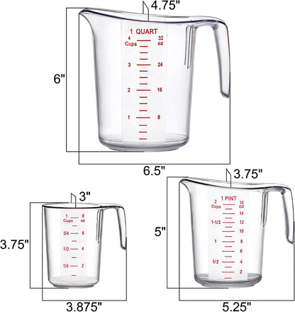 Amazing Abby - Melissa - Plastic Measuring Cups (3-Piece Set), Food-Grade Measuring Jugs, 1/2/4-Cup Capacity, Unbreakable, Stackable, Dishwasher-Safe, Great for Oil, Vinegar, Flour, and More