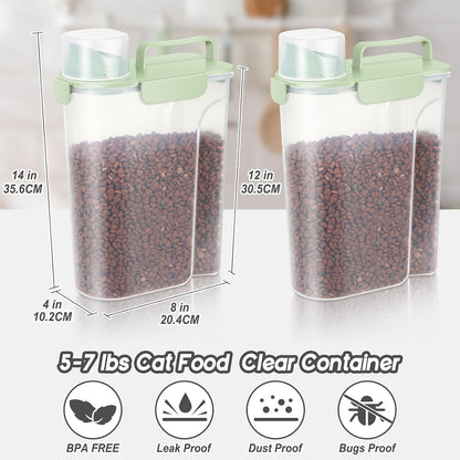 LEAWALK 5-7Lbs Dog Cat Food Storage Container with Upgraded Large Nozzle BPA-free, 4 Snap Seals Plastic Pet Food Storage Containers with Handles are Easy to Clean and Carry