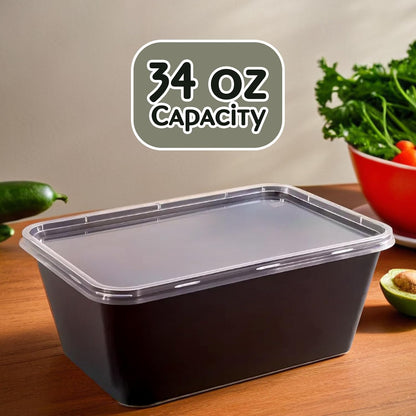 Bluesky Versatile Rectangle Containers-(Pack of 10) -Perfect for Meal Prep & Storage, 34 oz, White