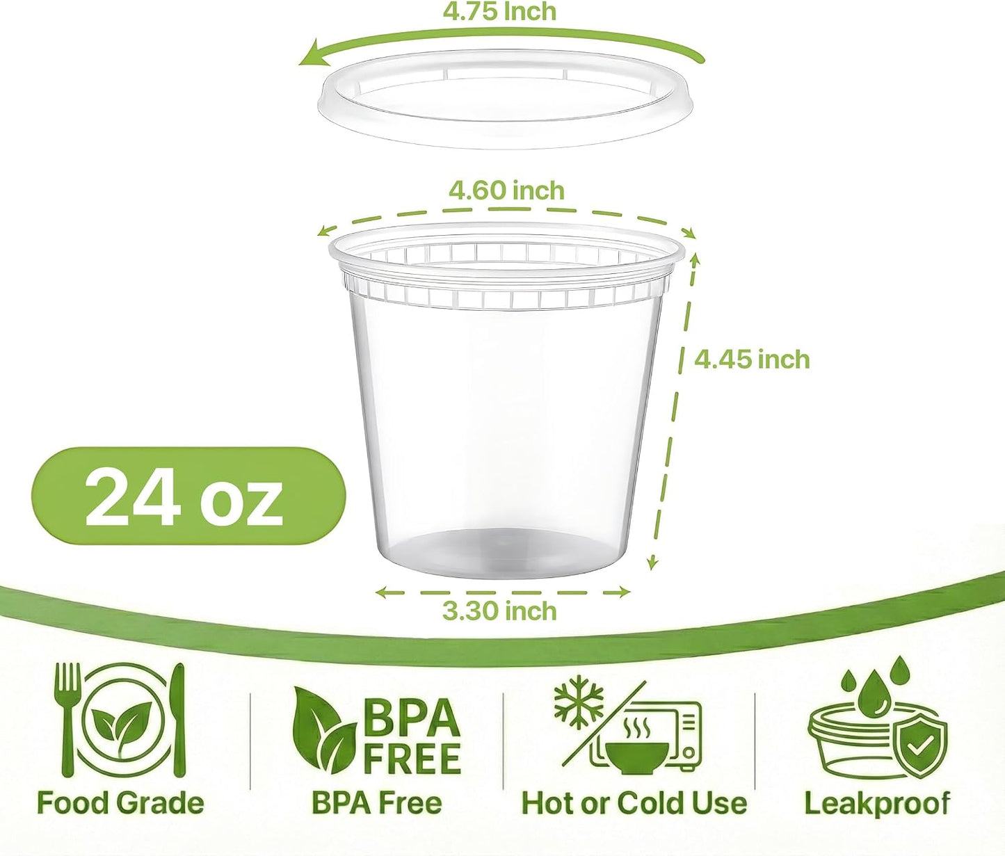 Food Storage Containers [10 Set] x [32 oz] Plastic Deli Containers with Lids Soup Meal Prep Containers | BPA Free | Stackable | Leakproof | Microwave/Dishwasher/Freezer Safe (10 Set, 32 oz)