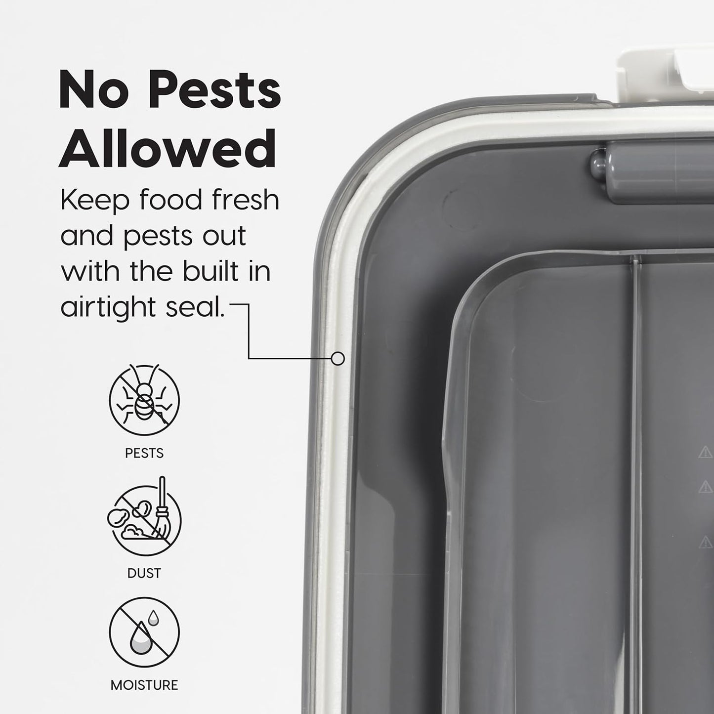 IRIS USA Dog Food Storage Container, 2 Pack, Up to 30 lbs Each, Airtight Seal for Freshness, Wheels for Rolling, Easy One Hand Opening, Made in USA, BPA Free, Clear/Black