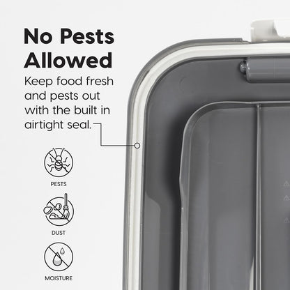 IRIS USA Dog Food Storage Container, 2 Pack, Up to 30 lbs Each, Airtight Seal for Freshness, Wheels for Rolling, Easy One Hand Opening, Made in USA, BPA Free, Clear/Black
