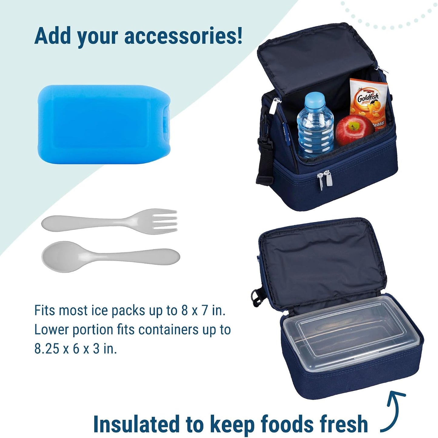 Wildkin Kids Two Compartment Insulated Lunch Bag – Keeps Food Hot or Cold, Easy-Clean Lining, Leak-Resistant & BPA-Free – Boys & Girls, Ideal for School, Travel & Daycare – Jurassic Dinosaurs