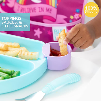 Bumkins Baby Silicone Little Dippers, Attaches to Bowls, Dishes and Plates, Sauce Cup, Holds Condiments, Dip, Puree, Toppings, Baby Led Weaning, Essential Feeding Supplies, Babies 6 Months Up, Pink