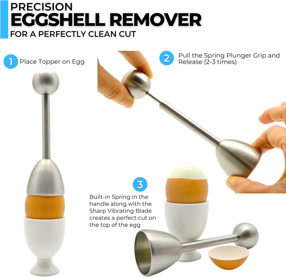 Stainless Steel Egg Topper & Perfect Egg Shell Opener for Soft Boiled Eggs