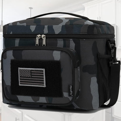 FlowFly Lunch Bag, Insulated Cooler, Thermal Lunch Box Tote with MOLLE/PALS Webbing, Adjustable Padded Shoulder Strap, for Tactical Men Women Adults and Boys Girls Kids (Cyan, Medium)