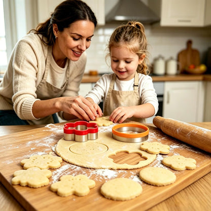 6 Pcs Cookie Cutters Set - Flower and Round Shapes Biscuit Cutter